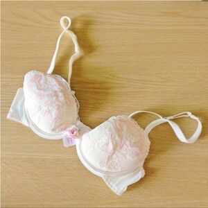 Lauma Lingerie - (Size 32A/70A) White Pink Floral Lace Women's Bra